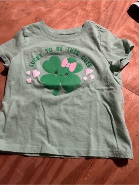 The Children's Place Mint Green Clover Graphic Tee with Pink Accents